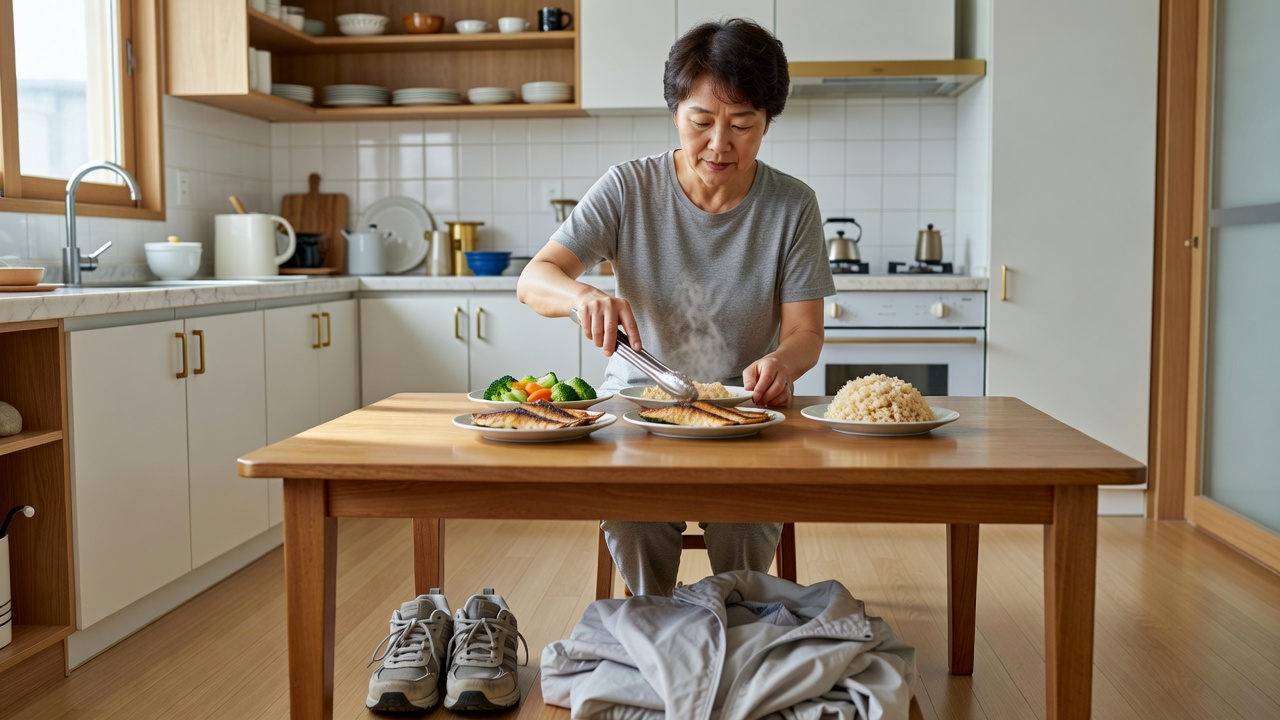 당뇨 식단과 운동을 실천하는 일상 모습